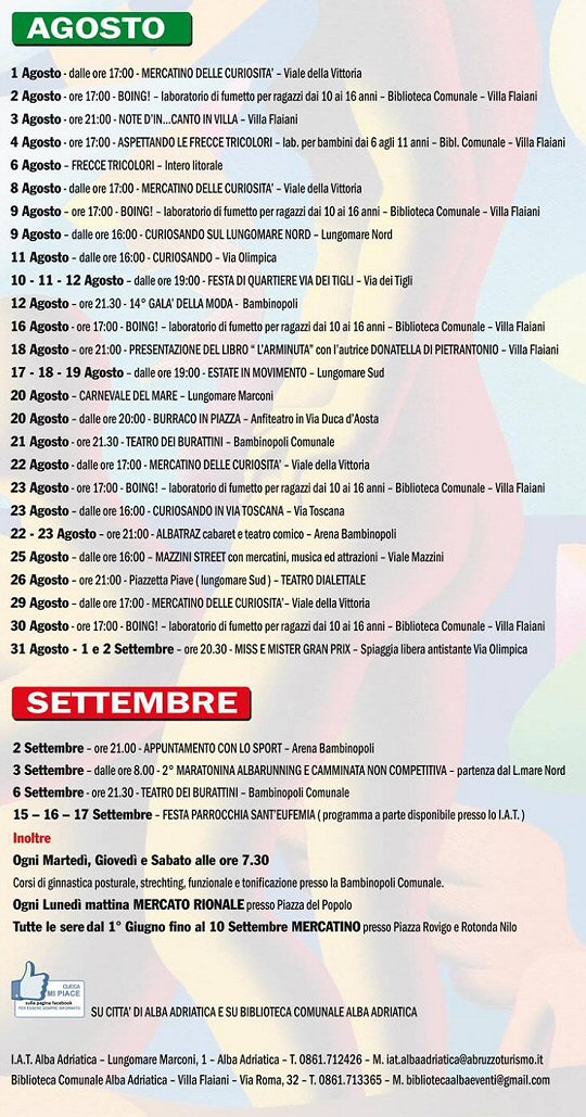 Eventi pubblici estate 2017