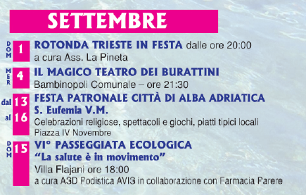 Eventi pubblici estate: Settembre 2019